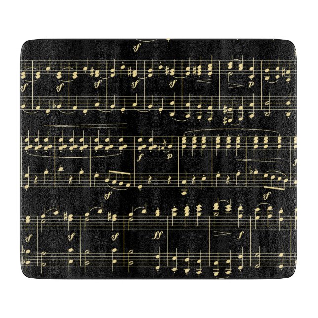 Goldene Musik auf schwarz Schneidebrett (Vorderseite)