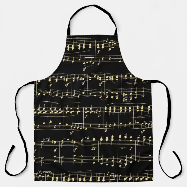 Goldene Musik auf schwarz Schürze (Vorderseite)