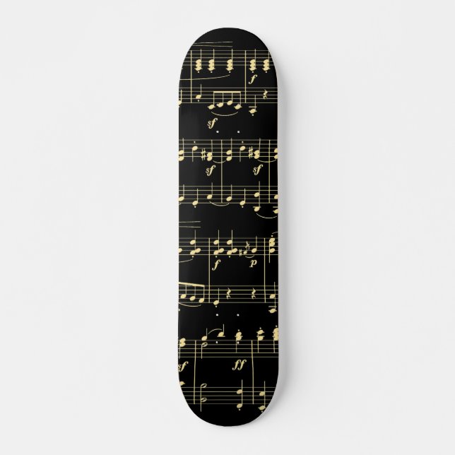 Goldene Musik auf schwarz Skateboard (Vorne)