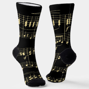 Goldene Musik auf schwarz Socken