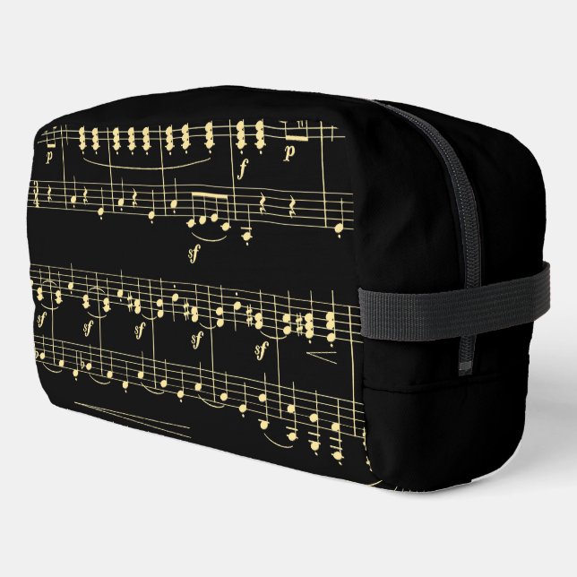Goldene Musik auf schwarz Waschbeutel (Linke Seite)