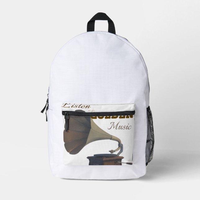 Goldene Musik Bedruckter Rucksack (Vorderseite)