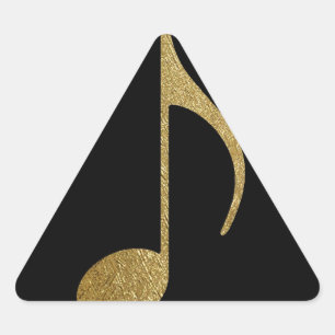 goldene musikalische Anmerkung Dreieckiger Aufkleber