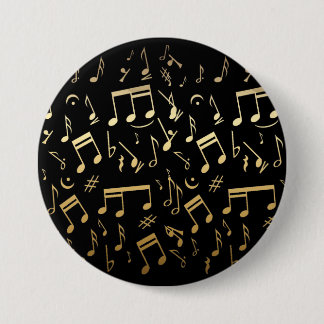 Goldene musikalische Anmerkungen über schwarzen Button
