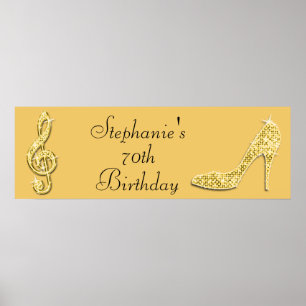 Goldene Musiknote und Stiletto 70. Geburtstag Poster