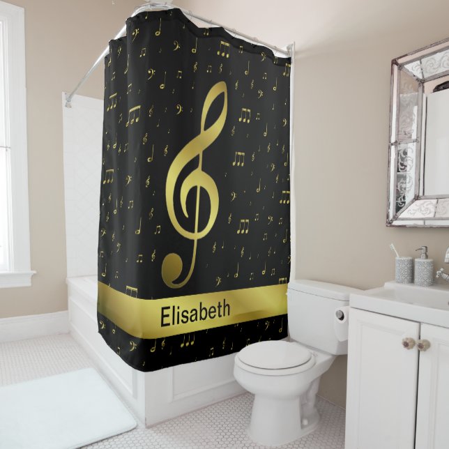 goldene Musiknoten Duschvorhang (Beispiel)