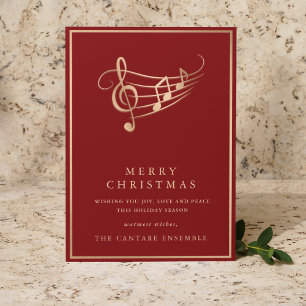 Goldene Musiknoten Elegante musikalische Weihnacht Feiertagskarte