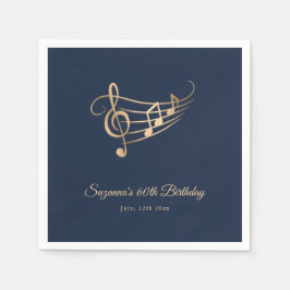 Goldene Musiknoten Elegantes Drehbuch Geburtstag Serviette
