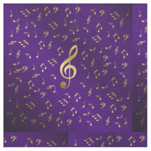 goldene Musiknoten in lila Stoff