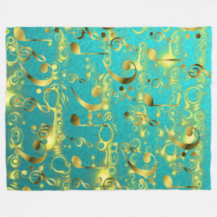 goldene Musiknoten in Minze Fleecedecke