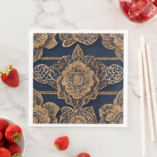 Goldene Muster AI-Kunst  Serviette (Beispiel)