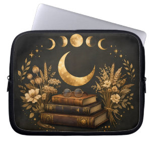 Goldene Mystische Bibliothek & Botanische Boho-Mon Laptopschutzhülle