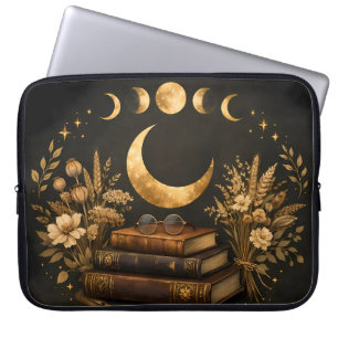 Goldene mystische Bibliothek & Botanische Boho-Mon Laptopschutzhülle