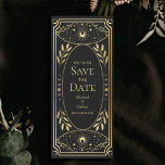 Goldene mystische Tarot-Karte Save the Date Einladung<br><div class="desc">Elegantes Design inspiriert durch eine Tarot-Karte. Design ist keine echte Folie. Sie können dies durch einen Klick auf "PERSONALISIEREN" weiter anpassen. Matching Items in unserem Shop für ein komplettes Party Thema. Für weitere Fragen wenden Sie sich bitte an ThePaperieGarden@gmail.com</div>