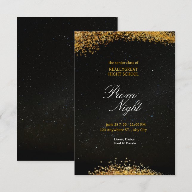 Goldene Nacht Rodelbahn mit Aussicht Einladung (Vorne/Hinten)