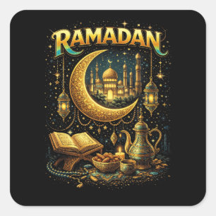 Goldene Nächte des Ramadan Quadratischer Aufkleber