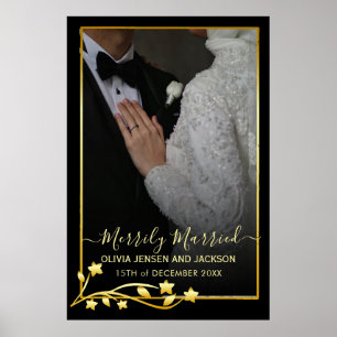 Goldene Nachtsterne Rahmen Weihnachten Hochzeitsfo Poster