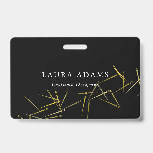 Goldene Nadeln Eleganter Modedesigner Name Ausweis