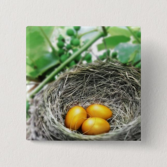 Goldene Nesteier Button (Vorderseite)