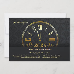 Goldene Neujahrsparty-Einladung (2) Einladung
