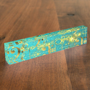 goldene Noten in Minze Namensplakette