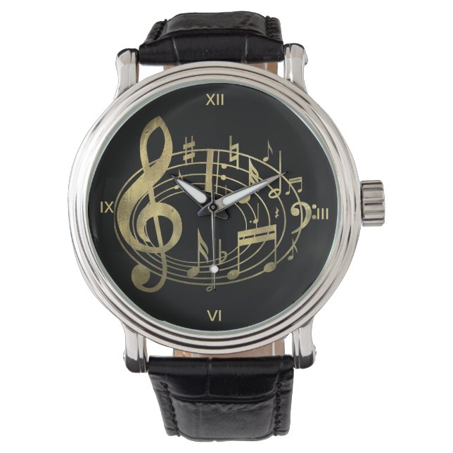 Goldene Noten in ovaler Form Armbanduhr (Vorderseite)