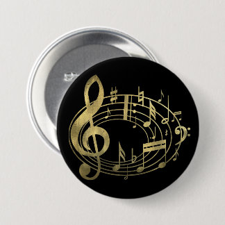 Goldene Noten in ovaler Form Button