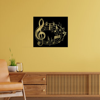 Goldene Noten in ovaler Form Poster