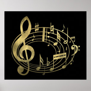 Goldene Noten in ovaler Form Poster
