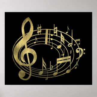 Goldene Noten in ovaler Form Poster