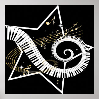 Goldene Noten von Musical Star Poster