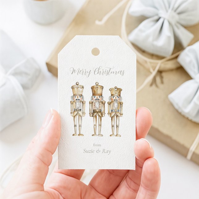Goldene Nussknacker Weihnachten Geschenkanhänger (Gold Nutcracker Christmas Gift Tag)