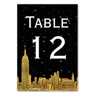 Goldene NYC-Skyline Sternenhimmel Tischnummer DIY-