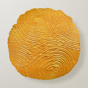 Goldene Oberfläche, goldener Hintergrund, Malerei Rundes Kissen