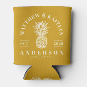 Goldene Ocker-Tropische-Ananas-Hochzeits-Krone Dosenkühler