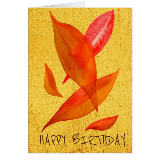 Goldene Orange Herbstblatt Moderne Kunst (Vorne)