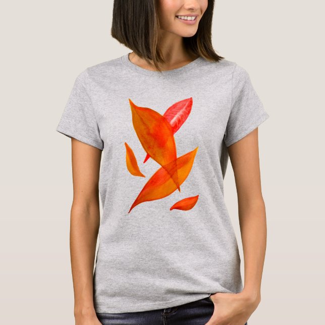 Goldene Orange Herbstblatt Moderne Kunst T-Shirt (Vorderseite)