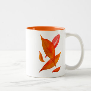 Goldene Orange Herbstblatt Moderne Kunst Zweifarbige Tasse
