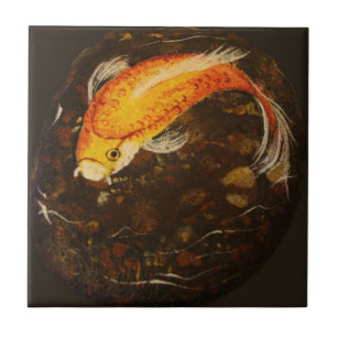 Goldene orange Koi Fische Fliese