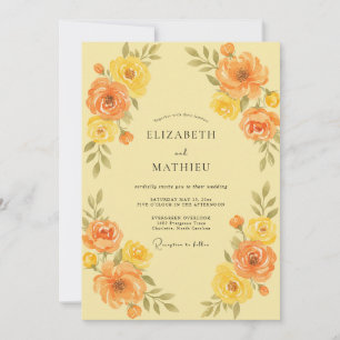 Goldene Orange Ranunculus Eukalyptus Hochzeit Einladung