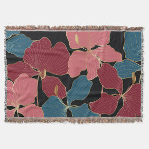 Goldene Orchideen, elegante Blumen-Linien Kunst. Decke
