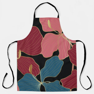 Goldene Orchideen, elegante Blumen-Linien Kunst. Schürze