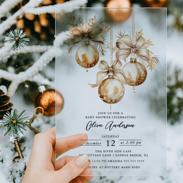 Goldene Ornament Akrylylic Baby Dusche Einladung (Von Creator hochgeladen)