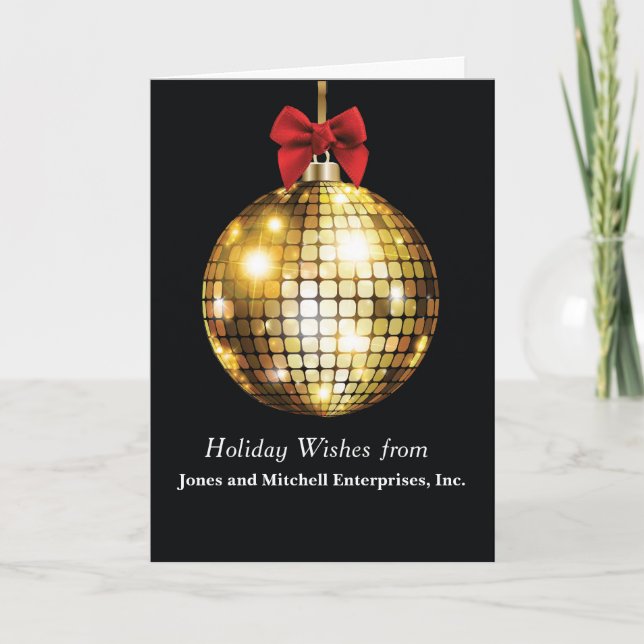 Goldene Ornament auf schwarzem Bow Karte (Vorderseite)