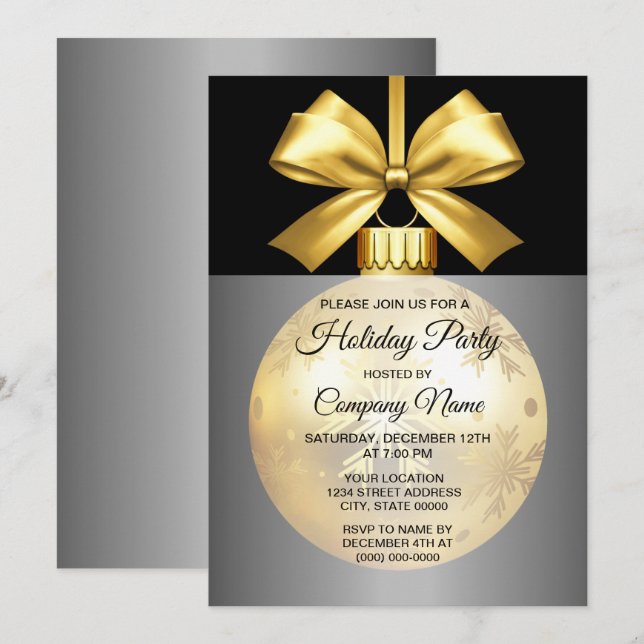 Goldene Ornament Einladung (Vorne/Hinten)