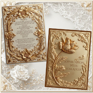 Goldene Ornamentale Barocke Pracht Tulpen Blumenmo Begleitkarte