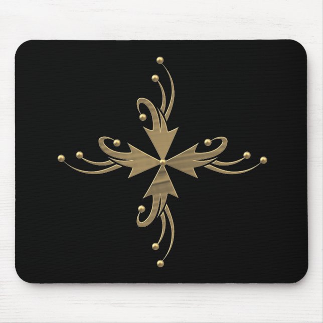Goldene Ornamente auf schwarzem Hintergrund Mousepad (Vorne)