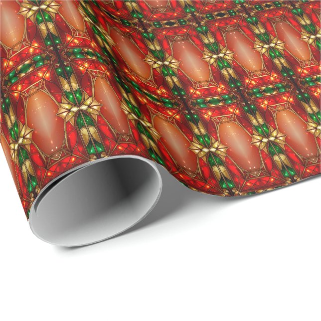 Goldene Ornamente Feiertags-Geschenkpapier Geschenkpapier (Rolleneckpunkt)