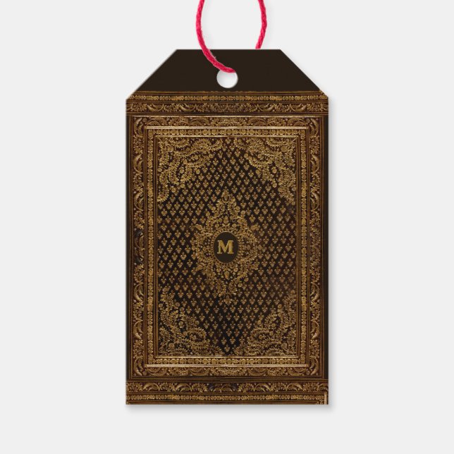 Goldene Ornamente mit der Monogramm Geschenkanhänger (Vorderseite)