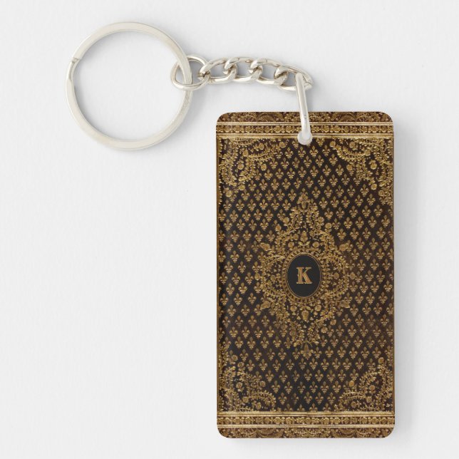 Goldene Ornamente mit der Monogramm Schlüsselanhänger (Vorderseite)